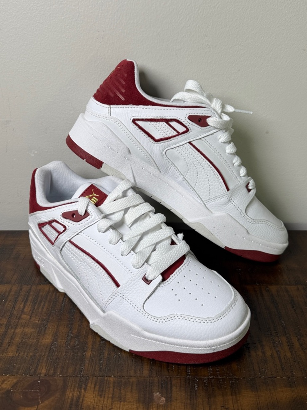 Puma White and Red Low-Top Sneaker